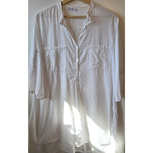 Angela Mara Top Womens Medium Tunic Gauze Lagenlook Coastal Beachy Cover Up Mini